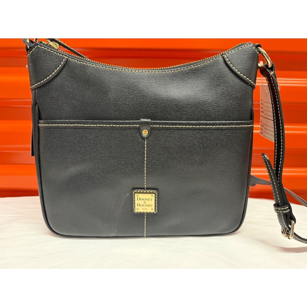 Dooney & Bourke Black Saffiano Leather Kimberly Adjustable Shoulder Bag - Picture 1 of 12